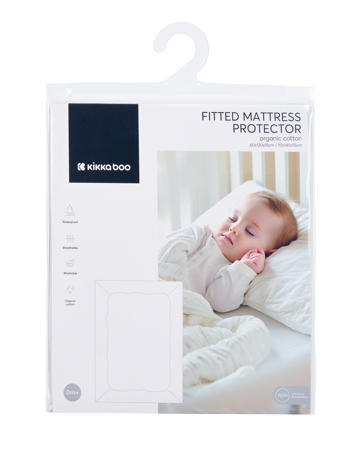 Протектор за матрак с борд - органичен памук 70/140/15 смin stock