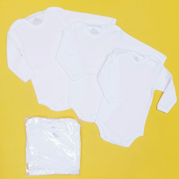 Бяло бебешко боди с дълъг ръкав 3бр. ВЕНЕРА