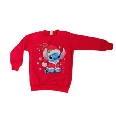 Детска коледна блуза с Stitch в червено