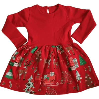 Детска коледна рокля чеврен цвят Севтекс