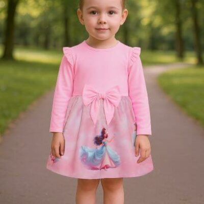 Детска рокля в наситено розово с дълъг ръкав Принцеса Мариела