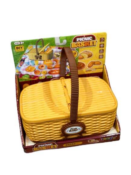 Играчка кошница за пикник с комплект хляб