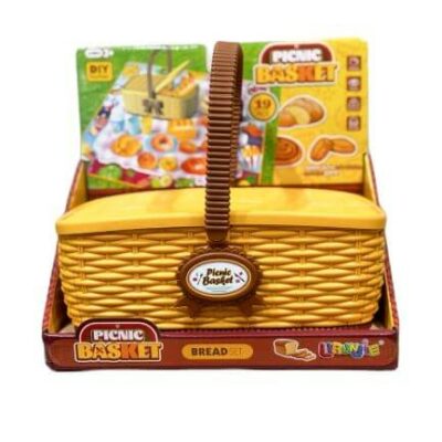 Играчка кошница за пикник с комплект хляб