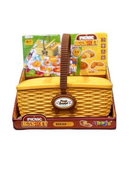 Играчка кошница за пикник с комплект хляб