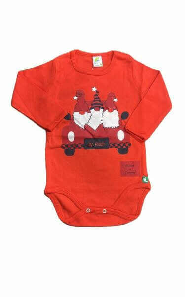Коледно бебешко боди с джуджета в червен цвят Rach