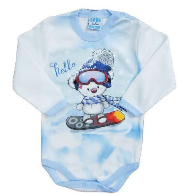 Коледно бебешко боди с мече със сноуборд Бейб