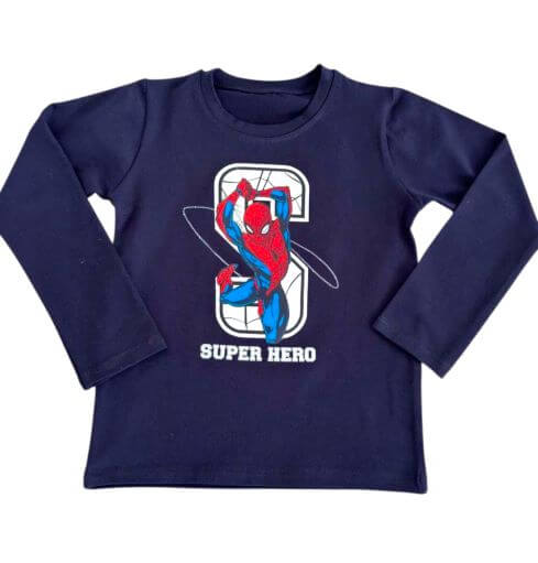 Памучна детска блузка с дълъг ръкав Spiderman SuperHero