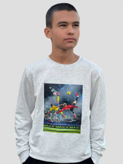 Сива блуза с картинка на футболисти