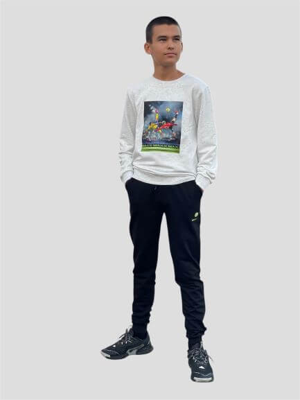 Сива блуза с картинка на футболисти