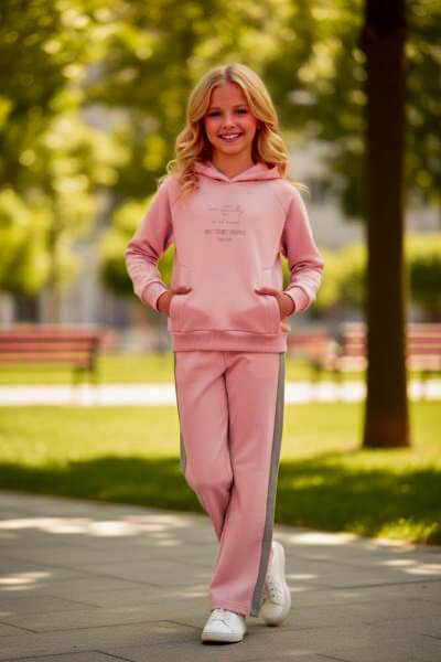 Спортен детски комплект за момиче от панталон и блуза в розово Rach