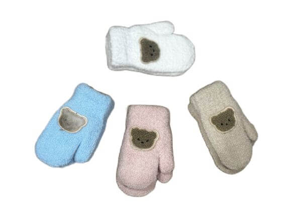 Бебешки ръкавици с апликация на мече