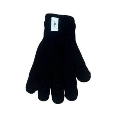 Черни плетени ръкавици с дизайн 2 в 1