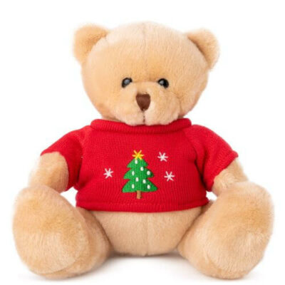 Плюшено мече с коледен пуловер