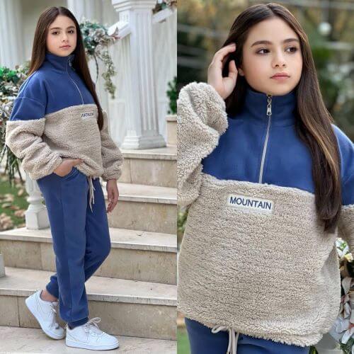 Синьо-бежов поларен анцуг