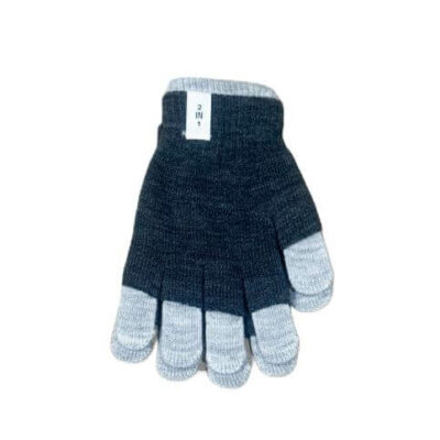 Сиви плетени ръкавици 2 в 1