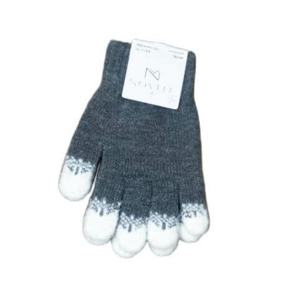 Сиви плетени ръкавици с бели шарки Noviti
