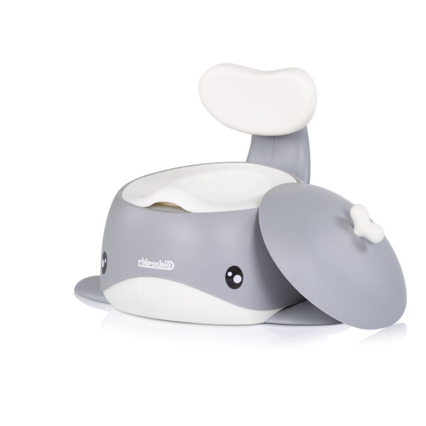 Гърне с капак и облегалка Китче сиво