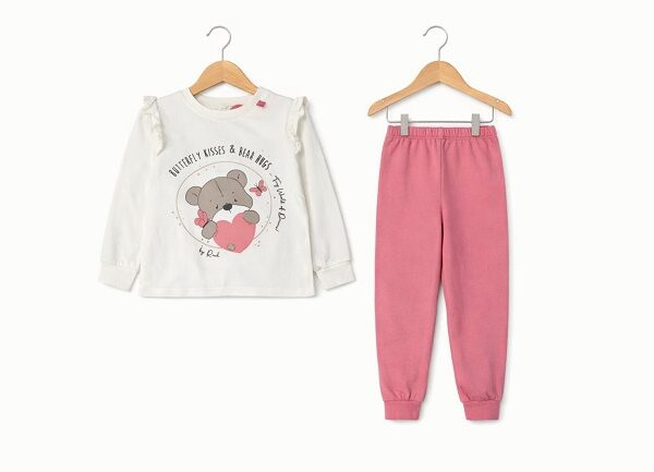 Детска пижама с дълъг ръкав за момиче с мече RACH