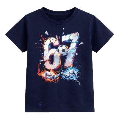 Детска тениска „67“ с футболна топка за момчета * Севтекс